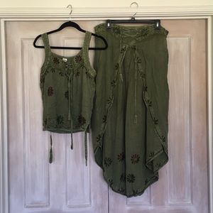 Bohemian Embroidered Two Piece Set